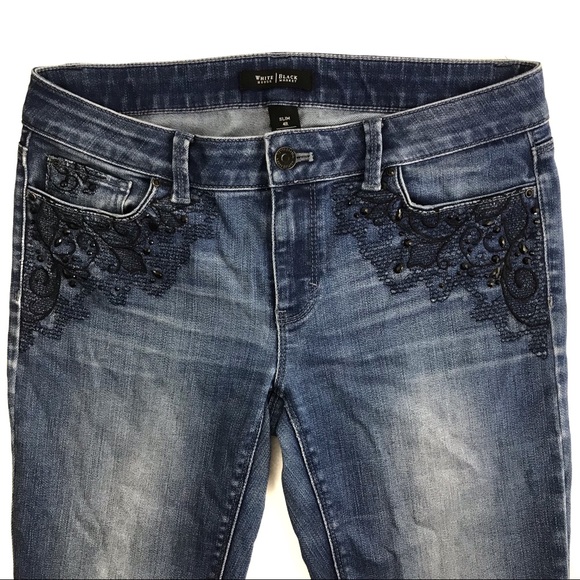 White House Black Market Denim - EUC WHBM Skinny Jeans With Bead Designing Sz 4